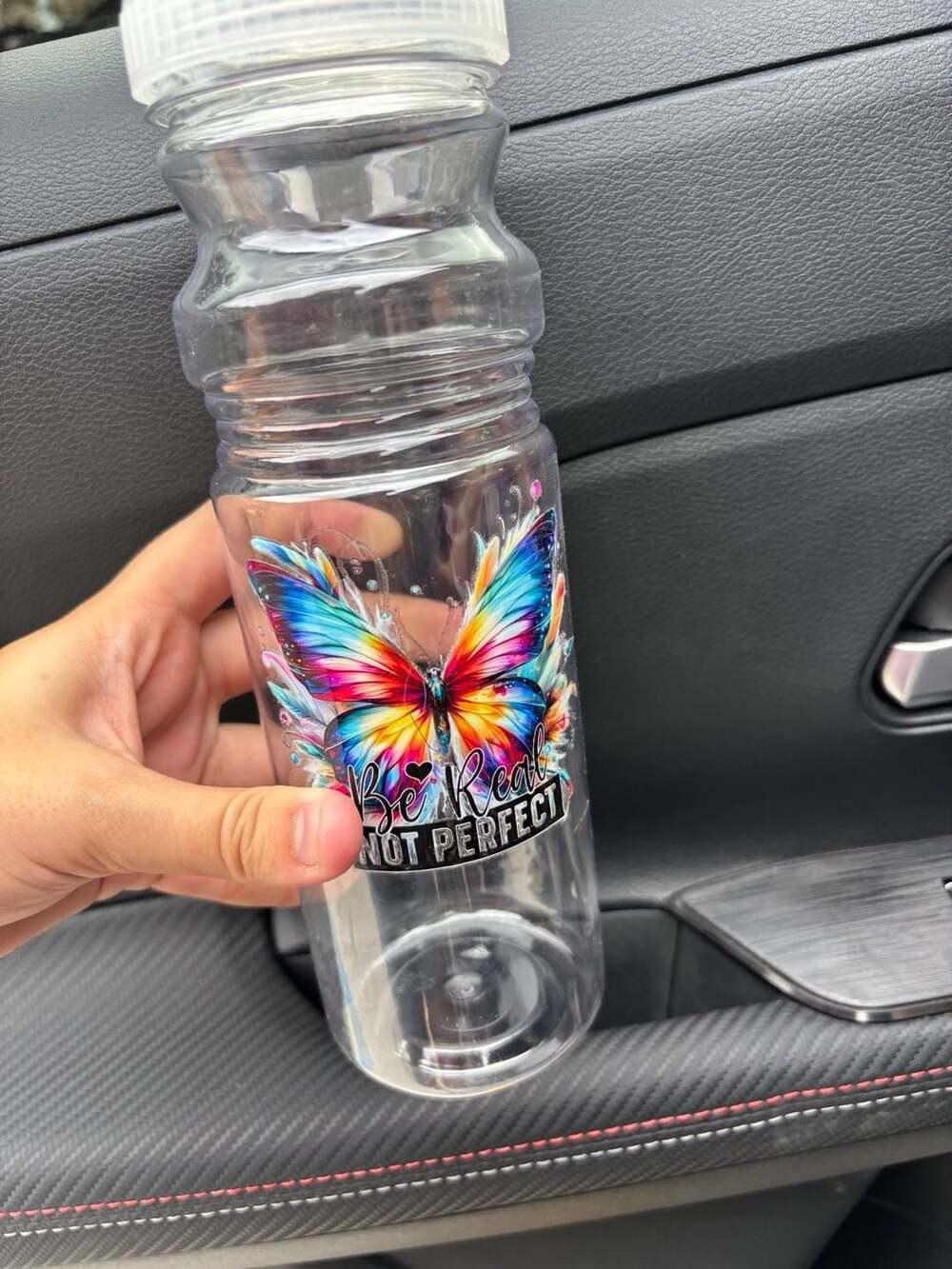 Be Real Not Perfect Butterfly Graphic Sport Water Bottle